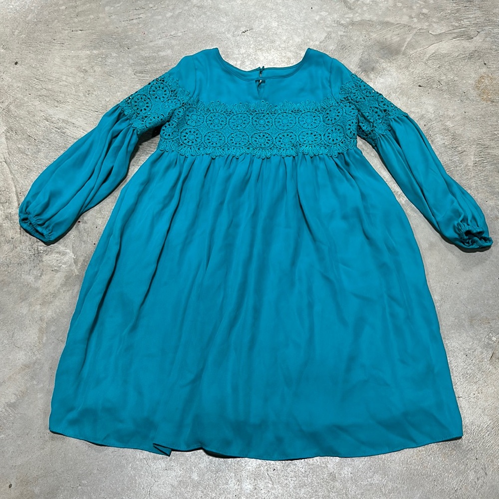 Teal with crochet design‎ button closure dress / blush brand / Size 14 / T-74